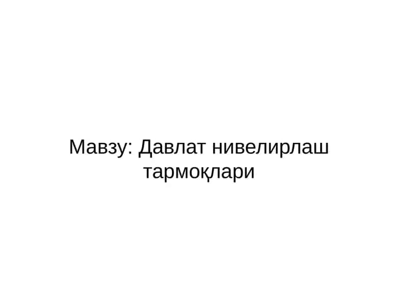 Давлат нивелир тармоклари