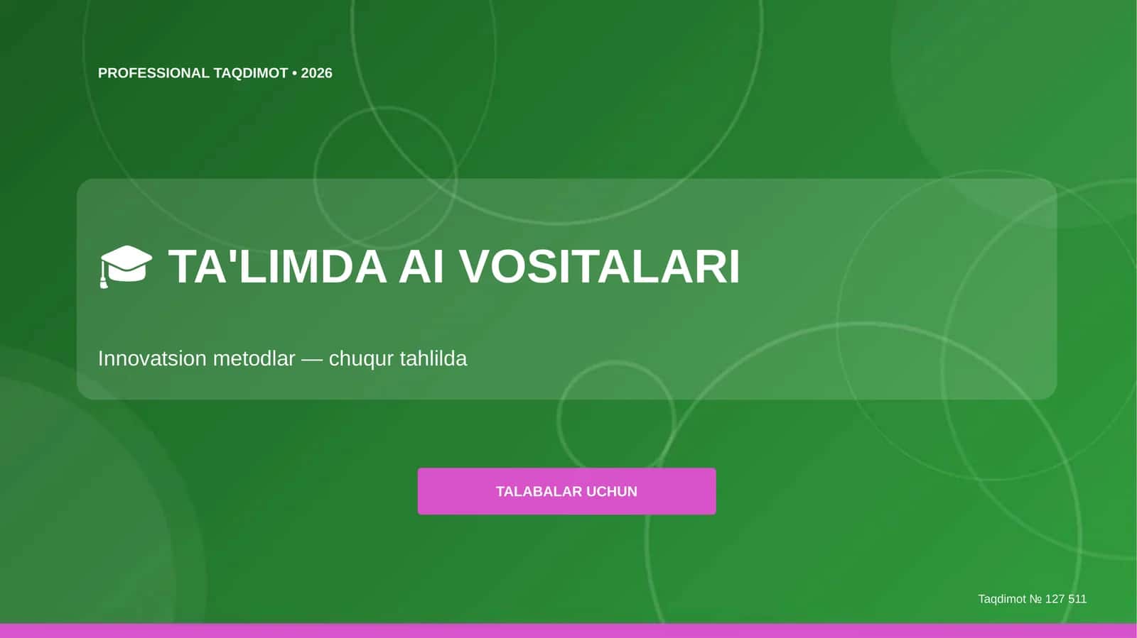 TA'LIMDA AI VOSITALARI: Innovatsion Metodlar