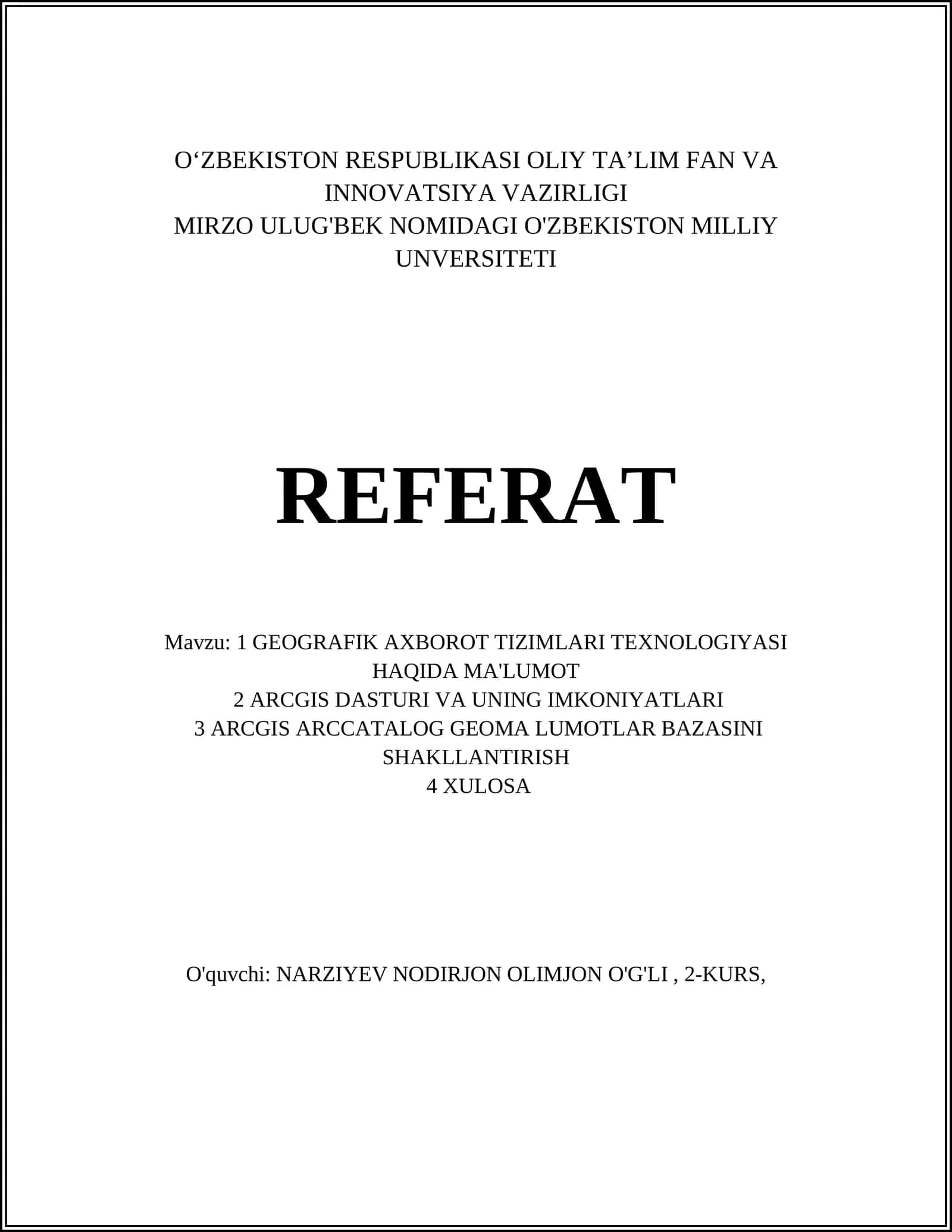 Geografik axborot tizimlari texnologiyasi