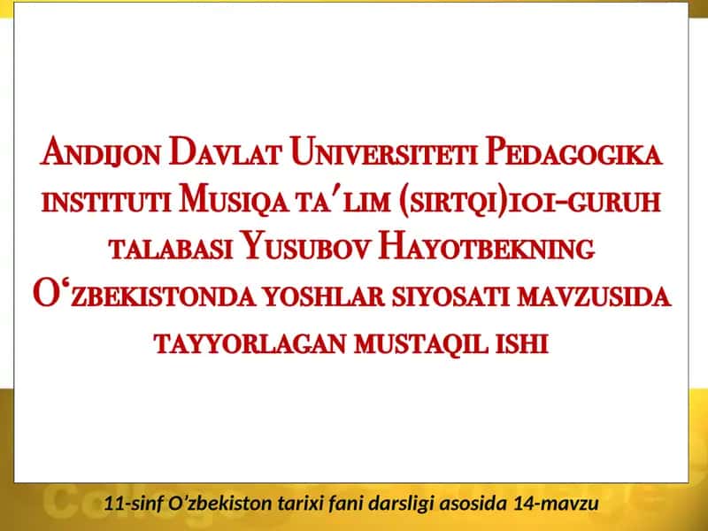 "Yoshlarittifoqi" tashkiloti va "Kamolot" jamg'armasi