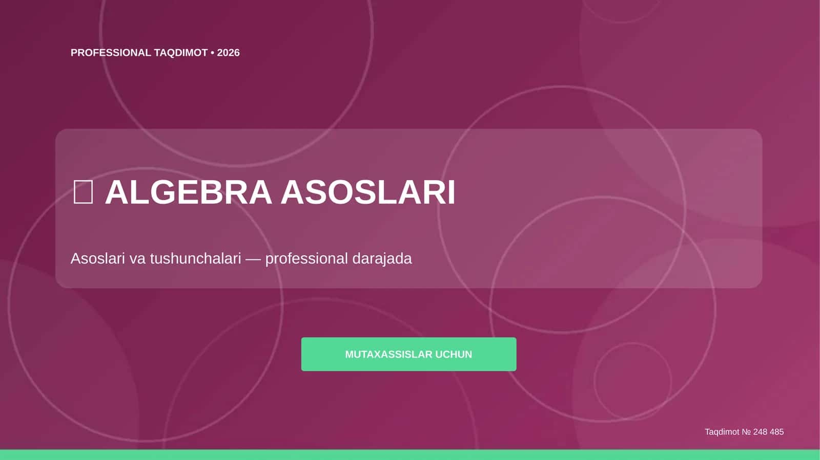 ALGEBRA ASOSLARI