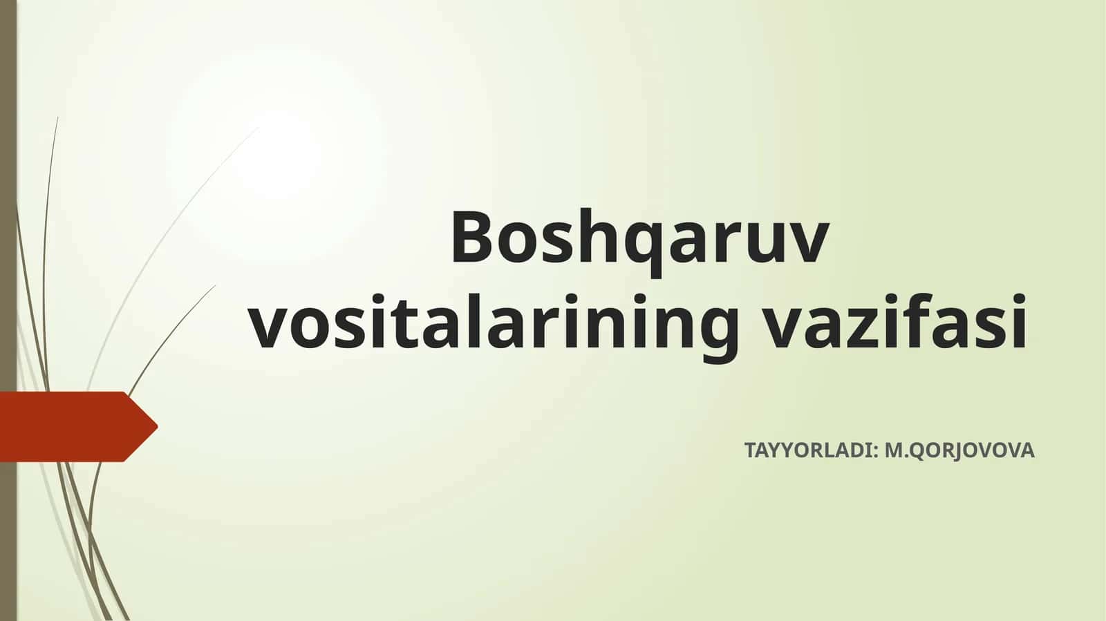 Boshqaruv Vositalarining Vazifasi va Strategik Ahamiyati