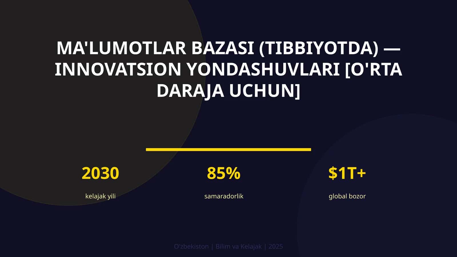 Ma'lumotlar bazasi (tibbiyotda) — innovatsion yondashuvlari [o'rta daraja uchun]