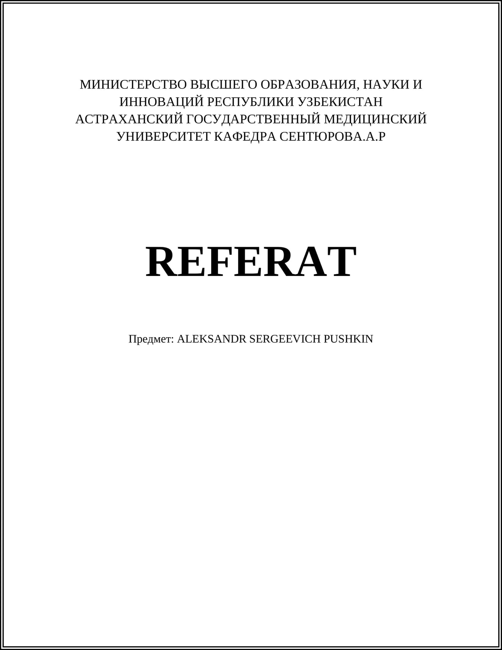 ALEKSANDR SERGEEVICH PUSHKIN