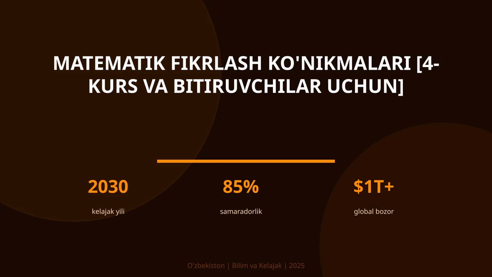 Matematik fikrlash ko'nikmalari [4-kurs va bitiruvchilar uchun]
