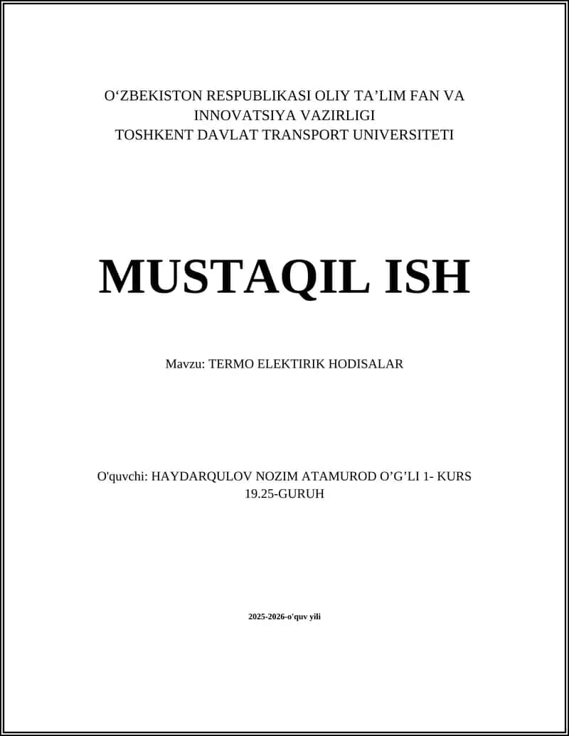 TERMO ELEKTIRIK HODISALAR