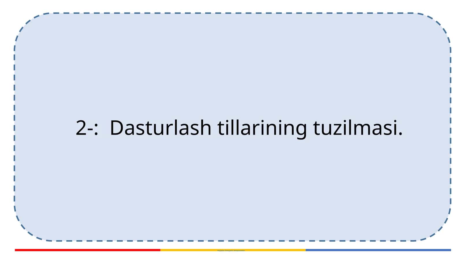 Dasturlash tillarining tuzilmasi
