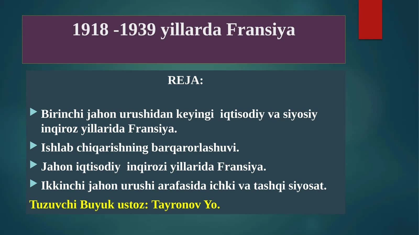 1918 -1939 yillarda Fransiya