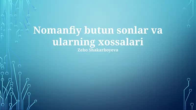 Nomanfiy butun sonlar va ularning xossalari