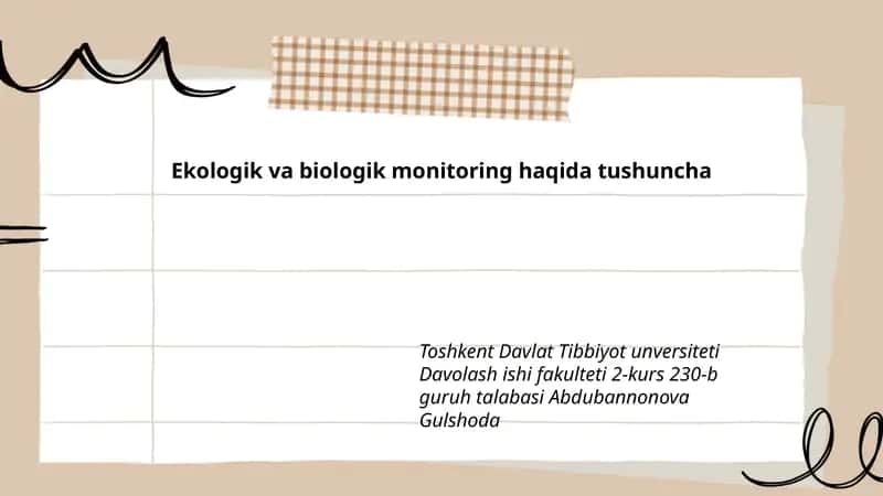 Ekologik va biologik monitoring haqida tushuncha