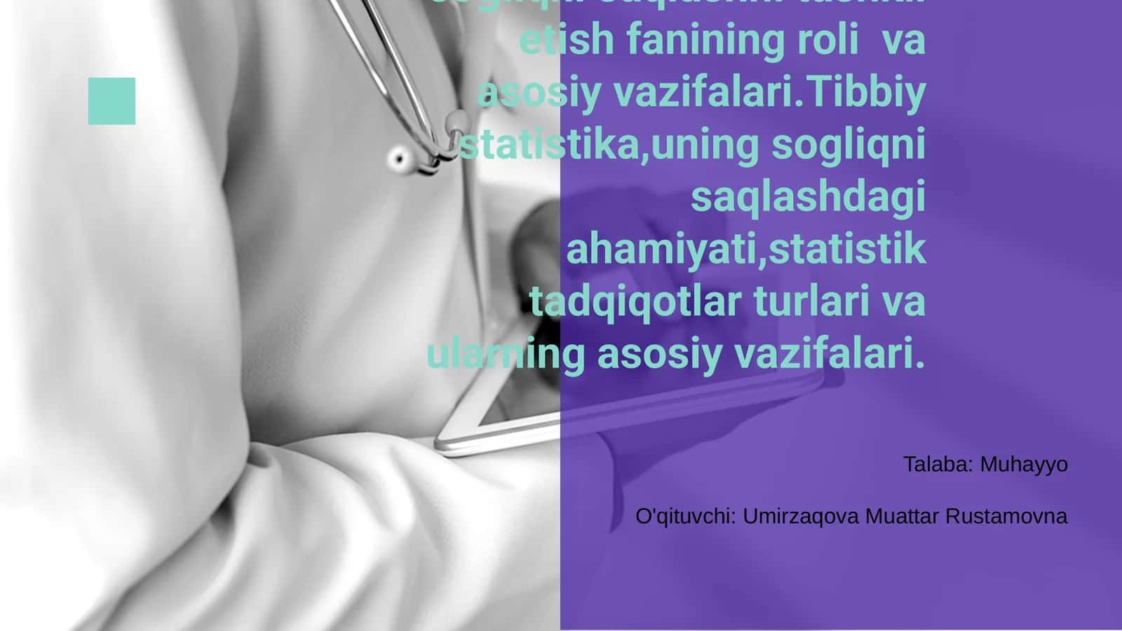 Aholi salomatligi va so‘liqni saqlashni tashkil etish fanining roli va asosiy vazifalari