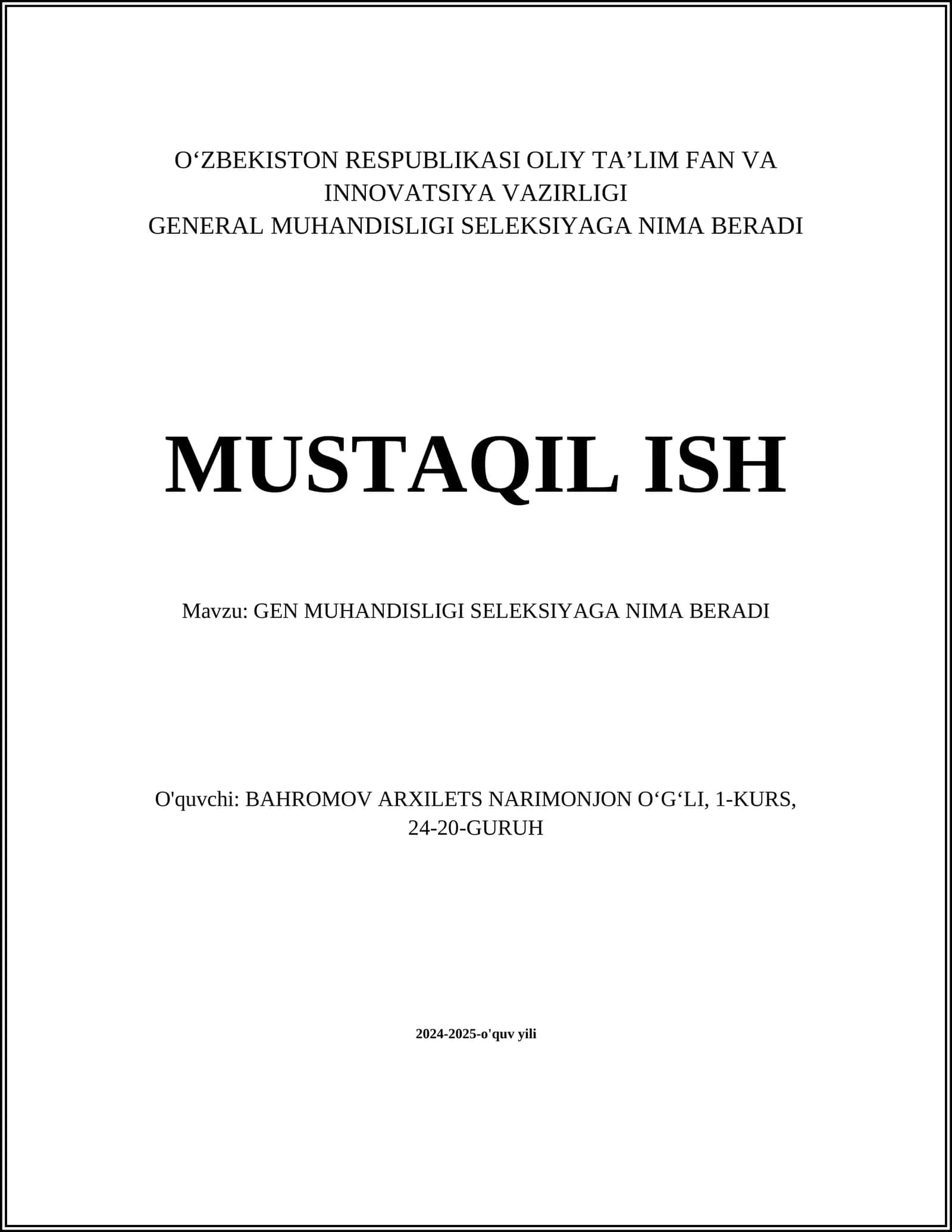 GEN MUHANDISLIGI SELEKSIYAGA NIMA BERADI