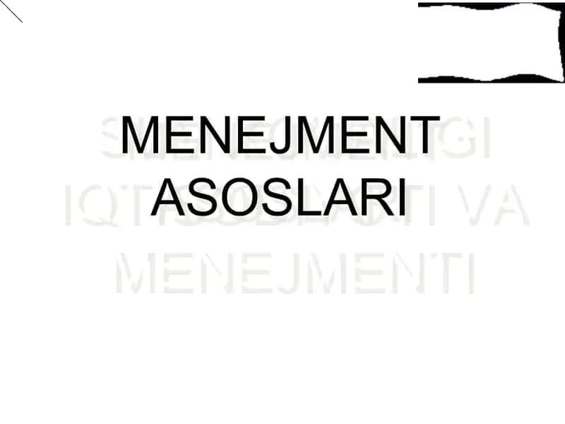 MENEJMENT ASOSLARI
