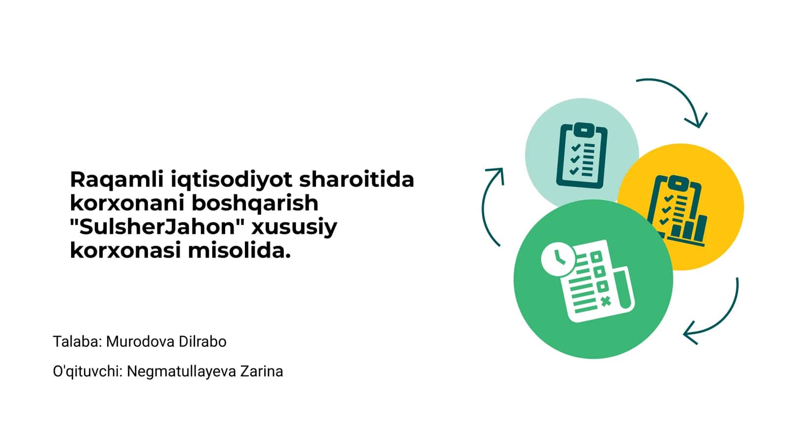 "SulsherJahon" xususiy korxonasi misoli