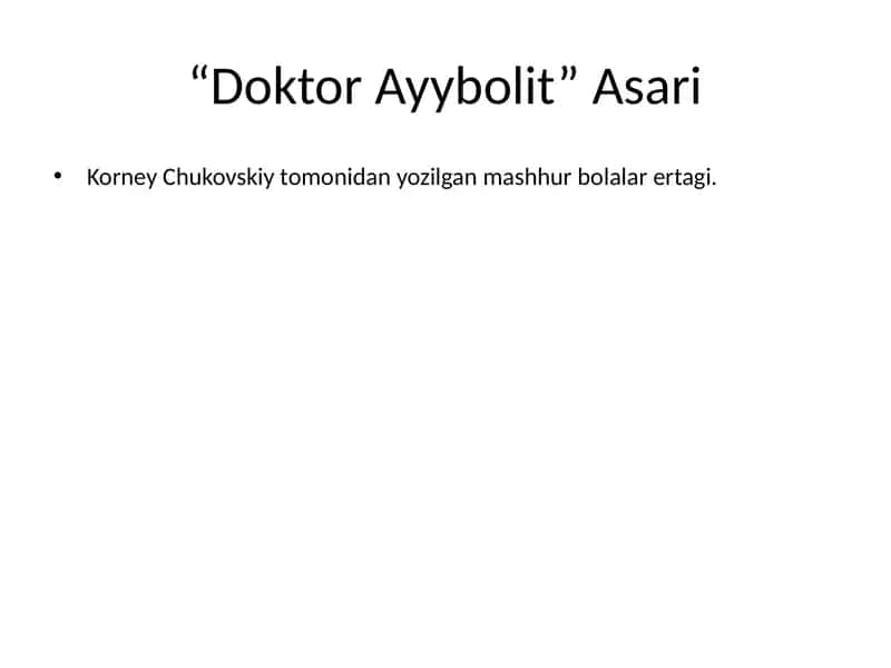 "Doktor Ayybolit" Asari