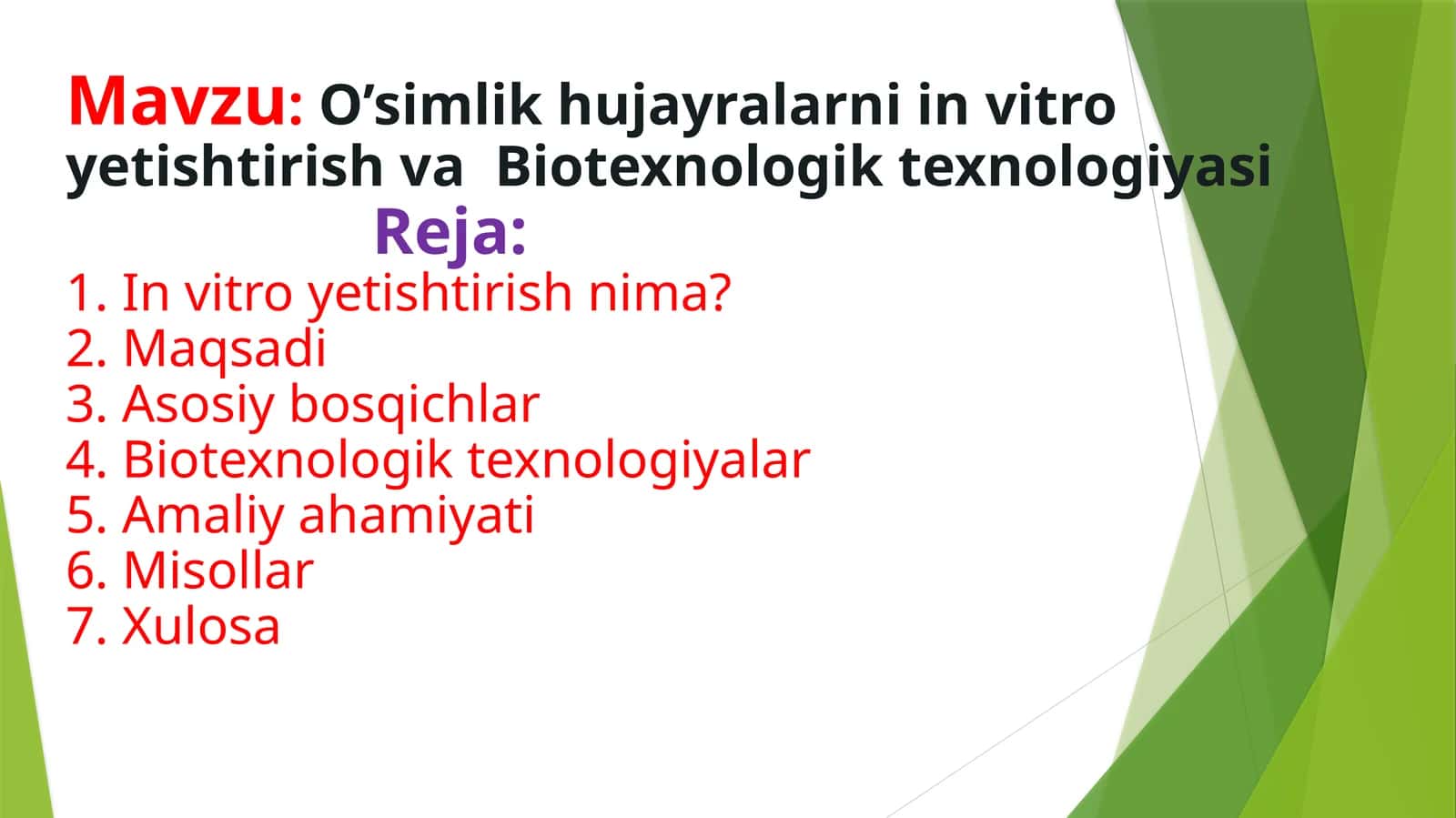 O'simlik hujayralarini in vitroyetishtirish va Biotexnologik texnologiyasi