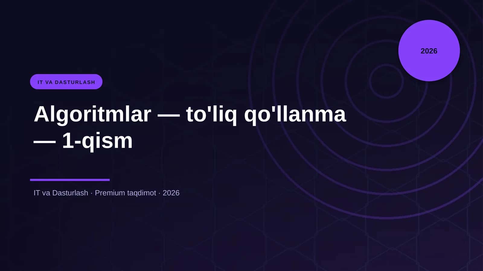 Algoritmlar — to'liq qo'llanma — 1-qism