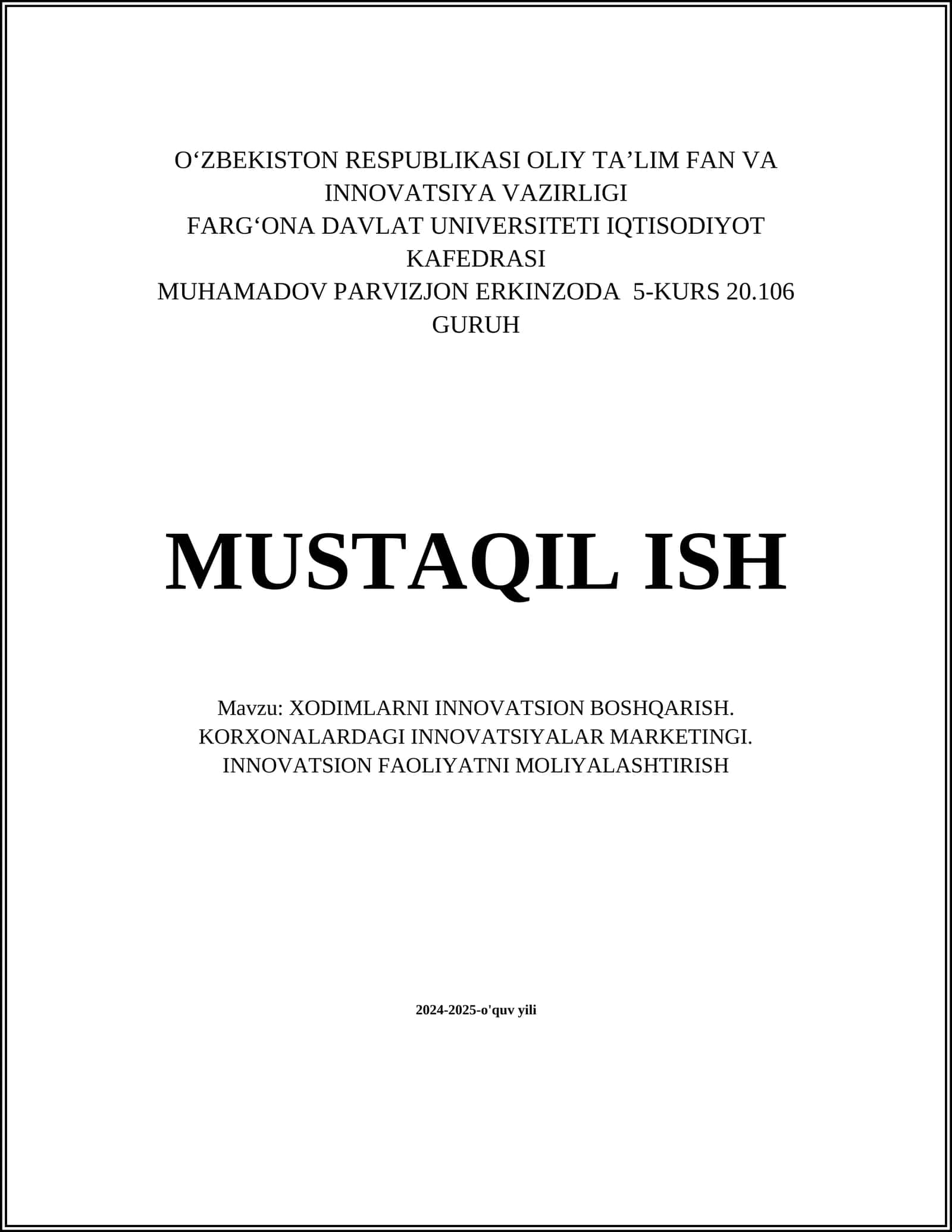 XODIMLARNI INNOVATSION BOSHQARISH