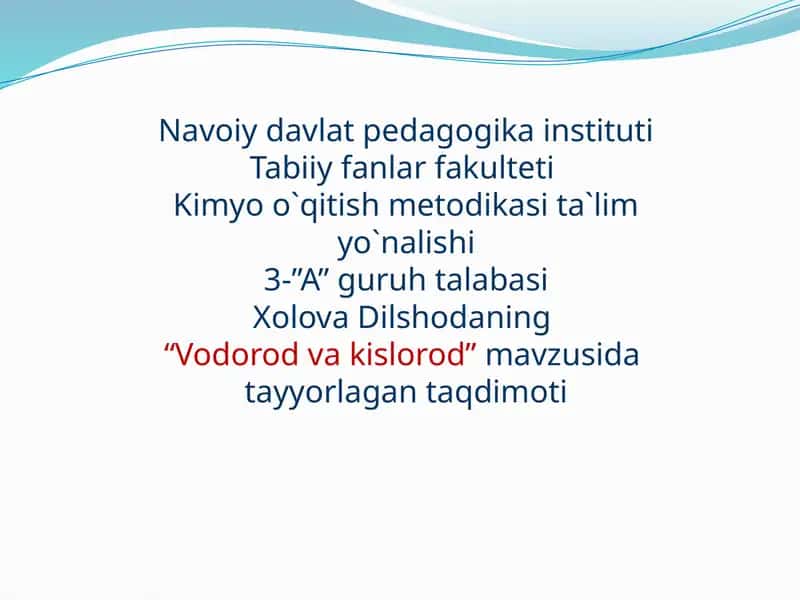 "Vodorod va kislorod"