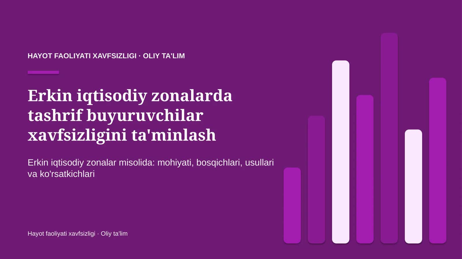 Erkin iqtisodiy zonalarda tashrif buyuruvchilar xavfsizligini ta'minlash