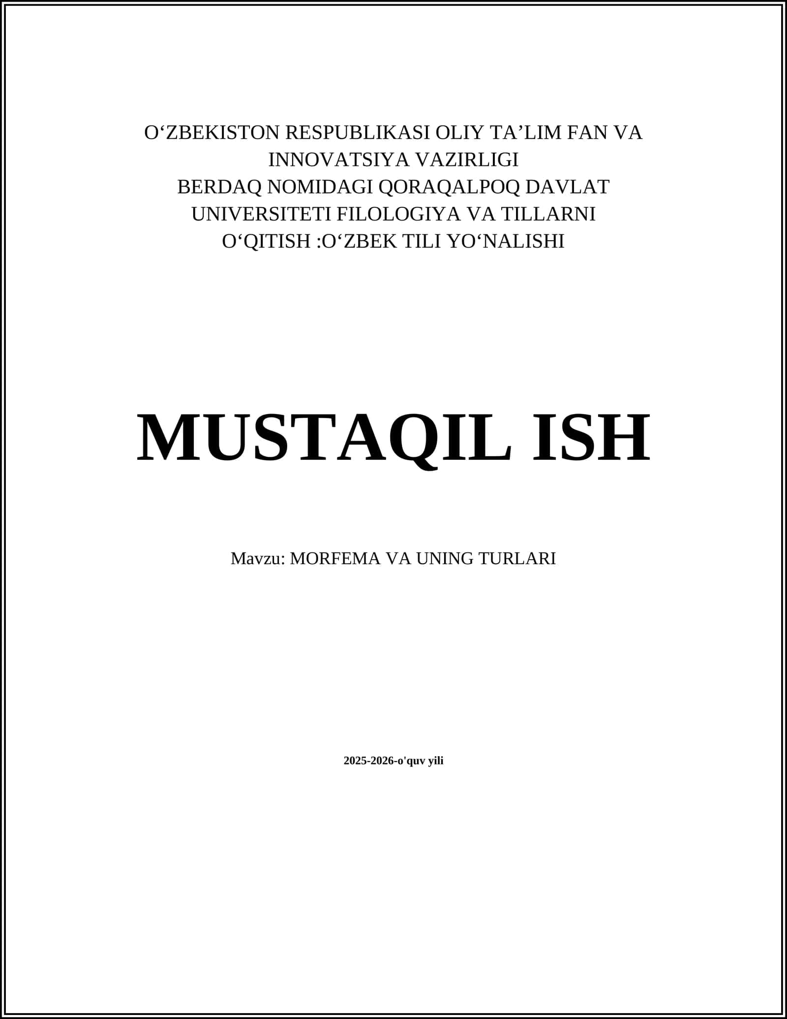 MORFEMA VA UNING TURLARI