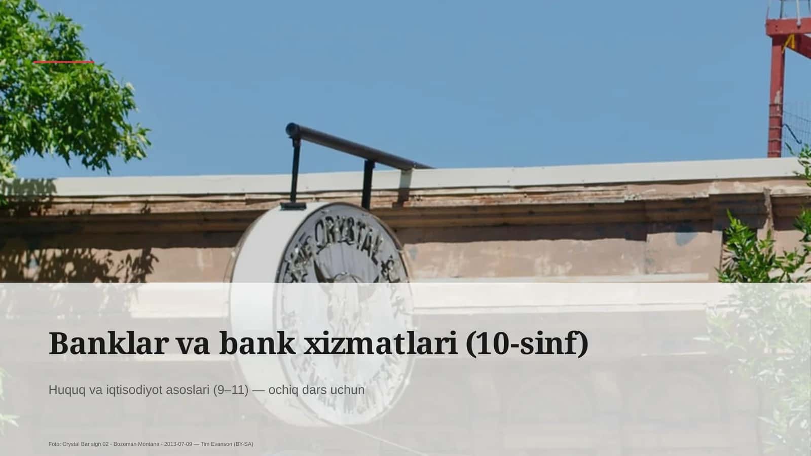 Banklar va bank xizmatlari (10-sinf)