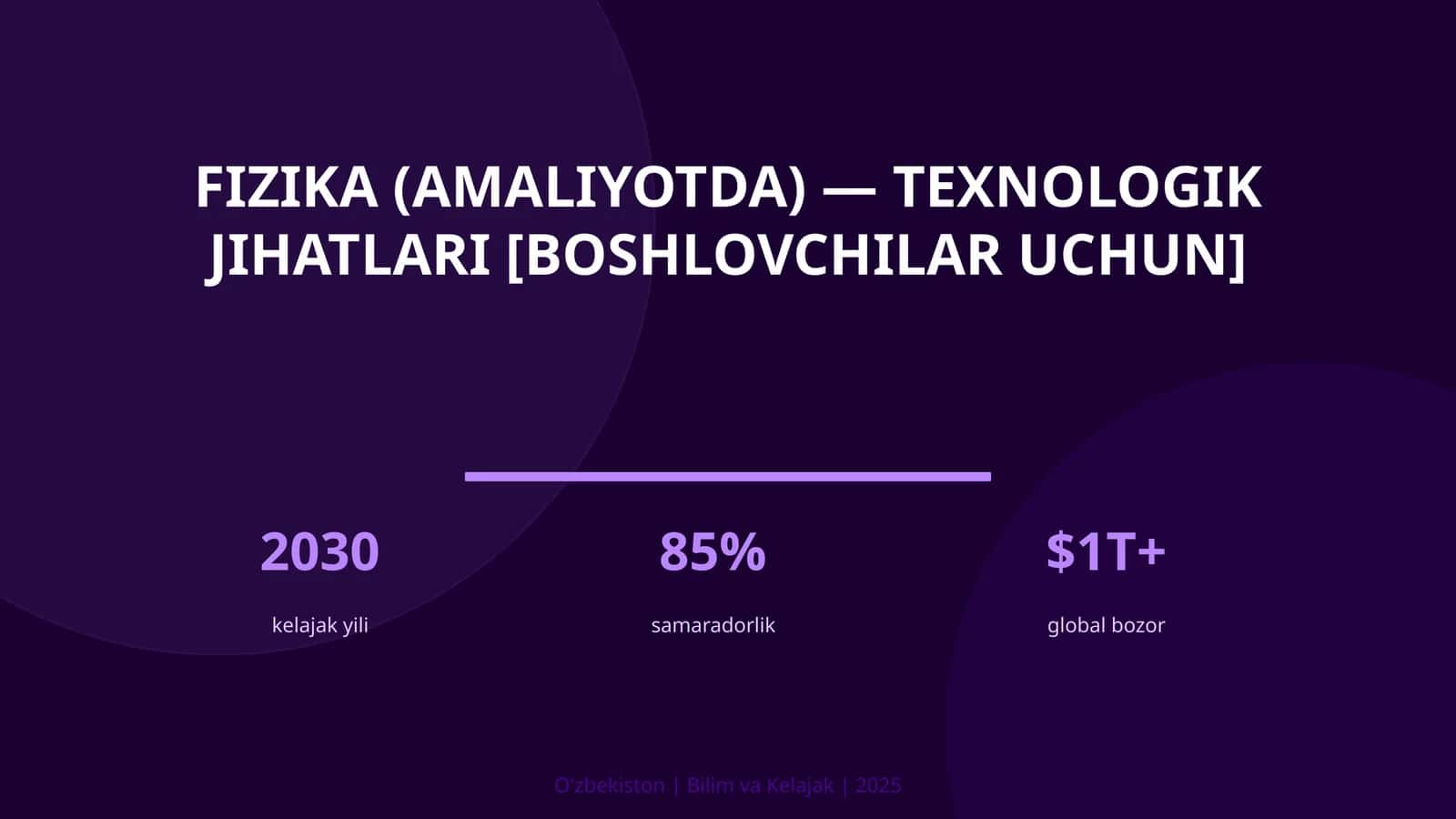 FIZIKA (AMALIYOTDA) — TEXNOLOGIK JIHATLARI [BOSHLOVCHILAR UCHUN]