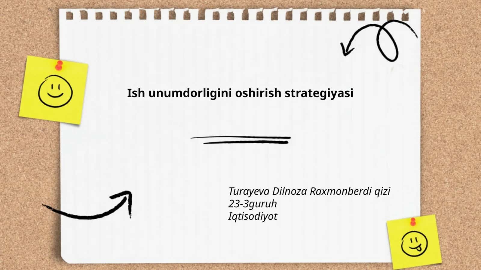 Ish unumdorligini oshirish strategiyasi
