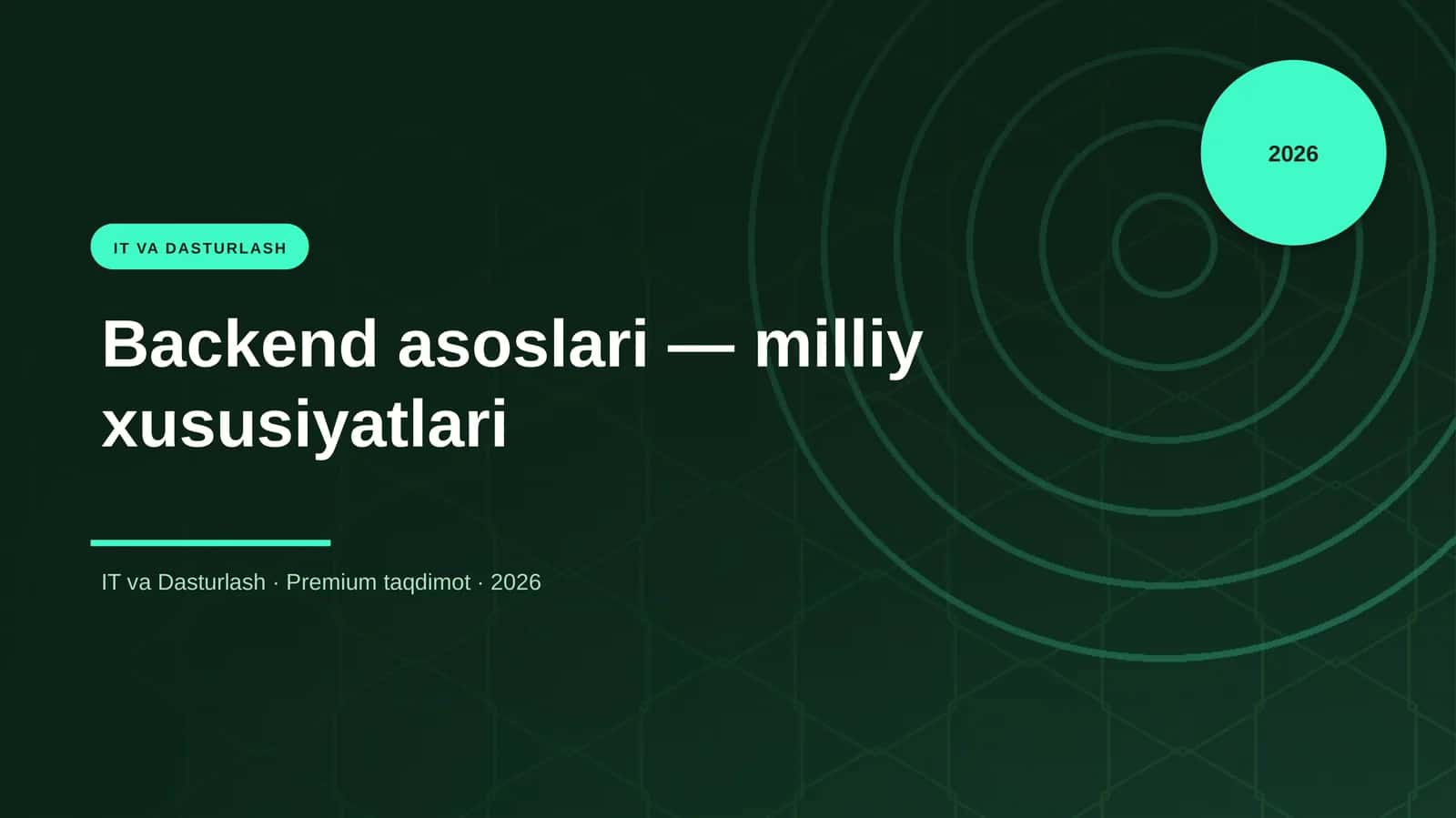 Backend asoslari — milliy xususiyatlari