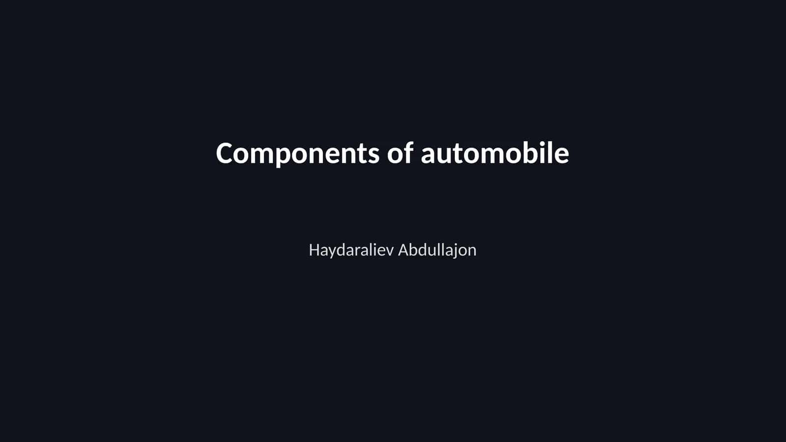 Components of automobile