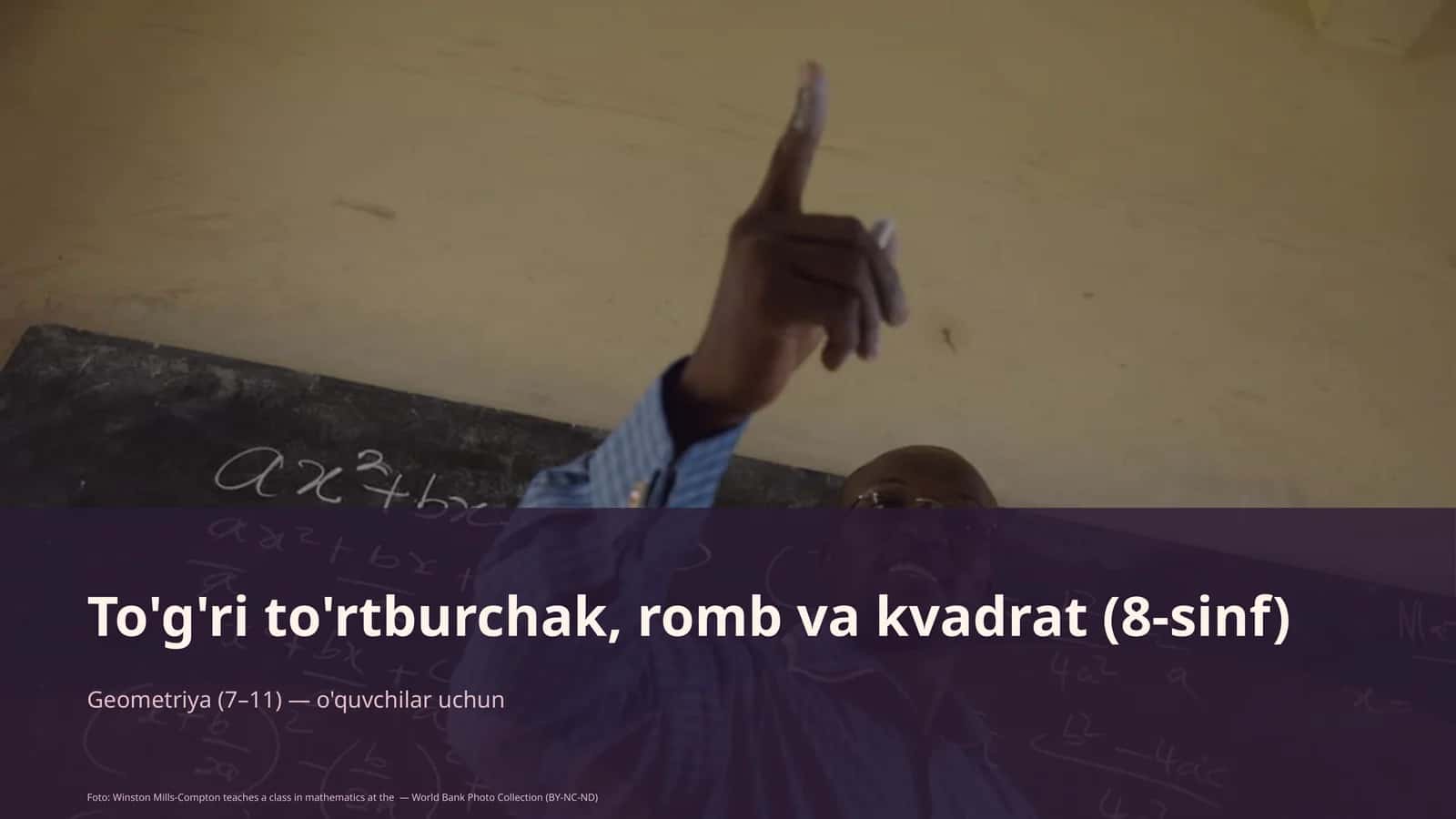 To'g'ri to'rtburchak, romb va kvadrat (8-sinf)