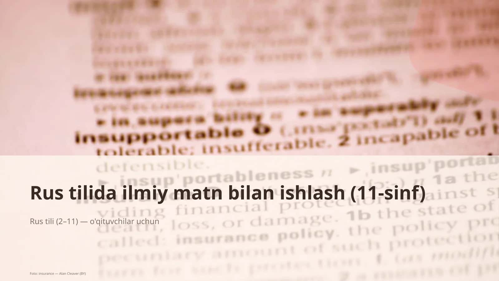 Rus tilida ilmiy matn bilan ishlash (11-sinf)