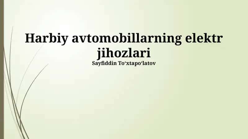 Harbiy avtomobillarning elektr jihozlari