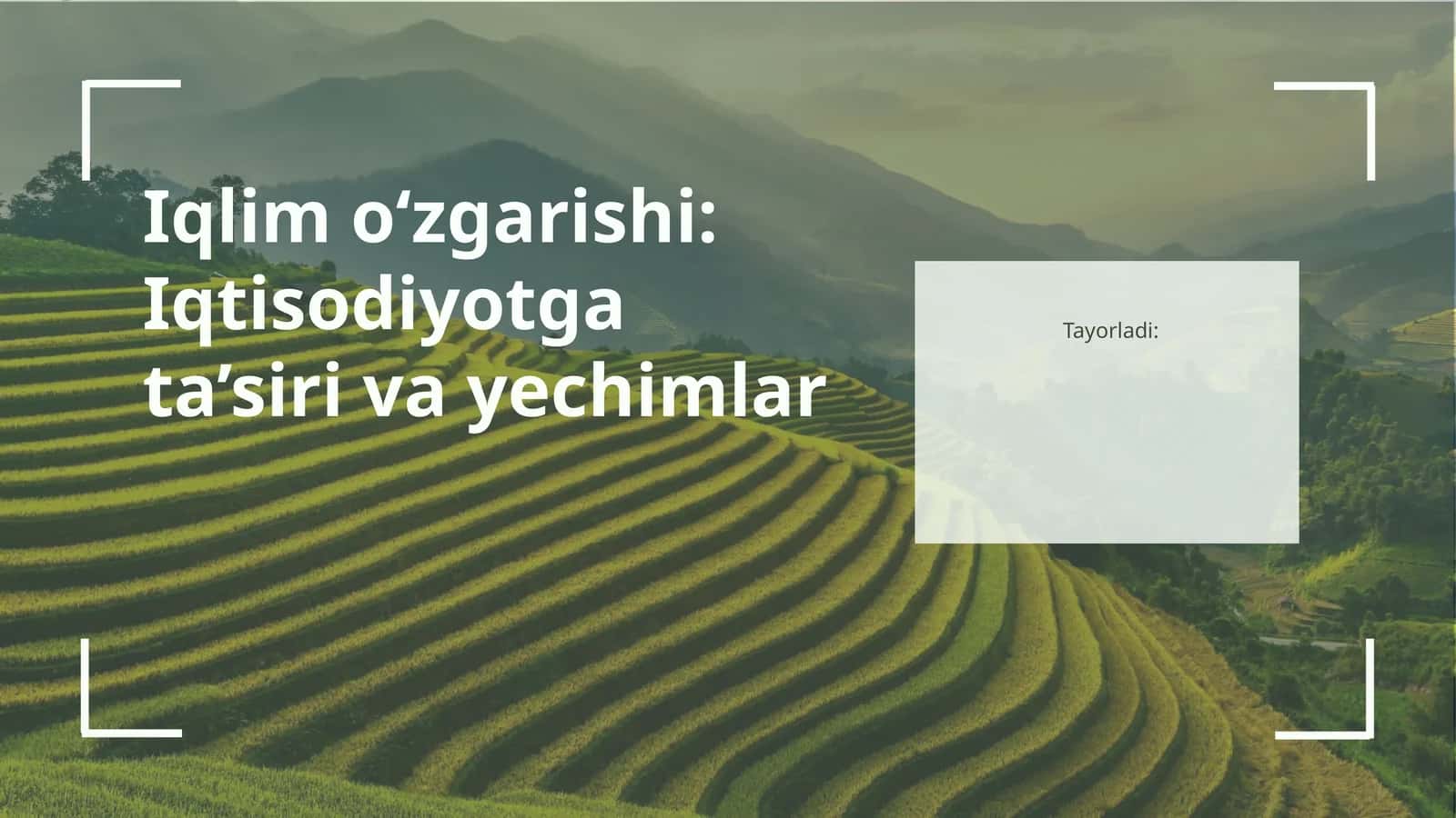 Iqlim o zgarishi  Iqtisodiyotga ta siri va yechimlar