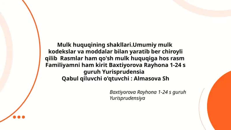 Mulk huquqining shakllari