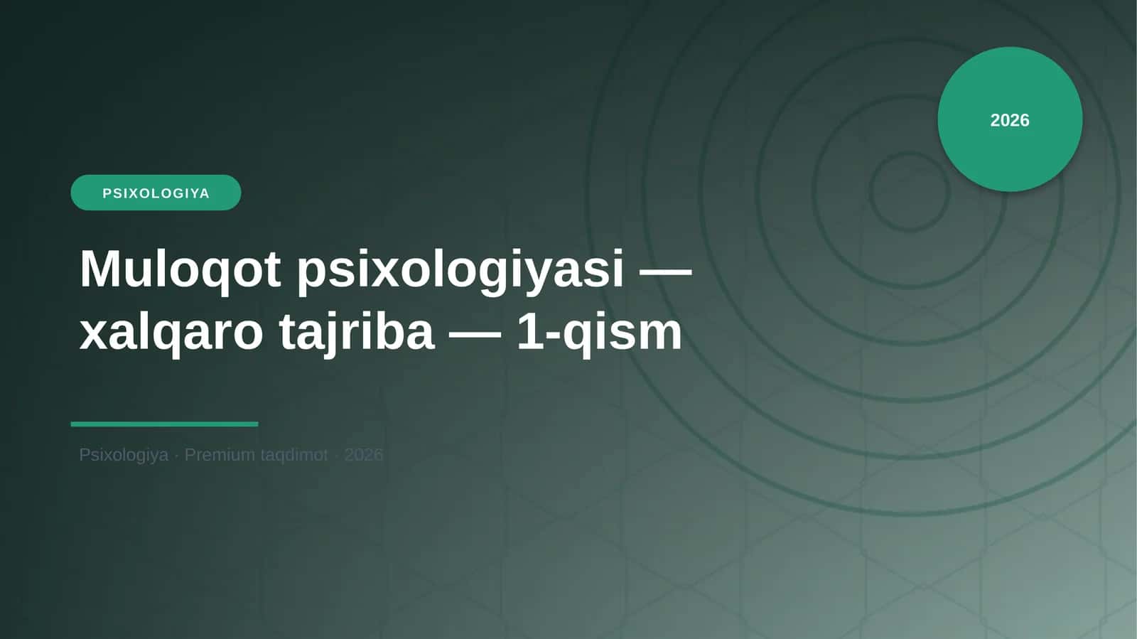 Muloqot psixologiyasi — xalqaro tajriba — 1-qism