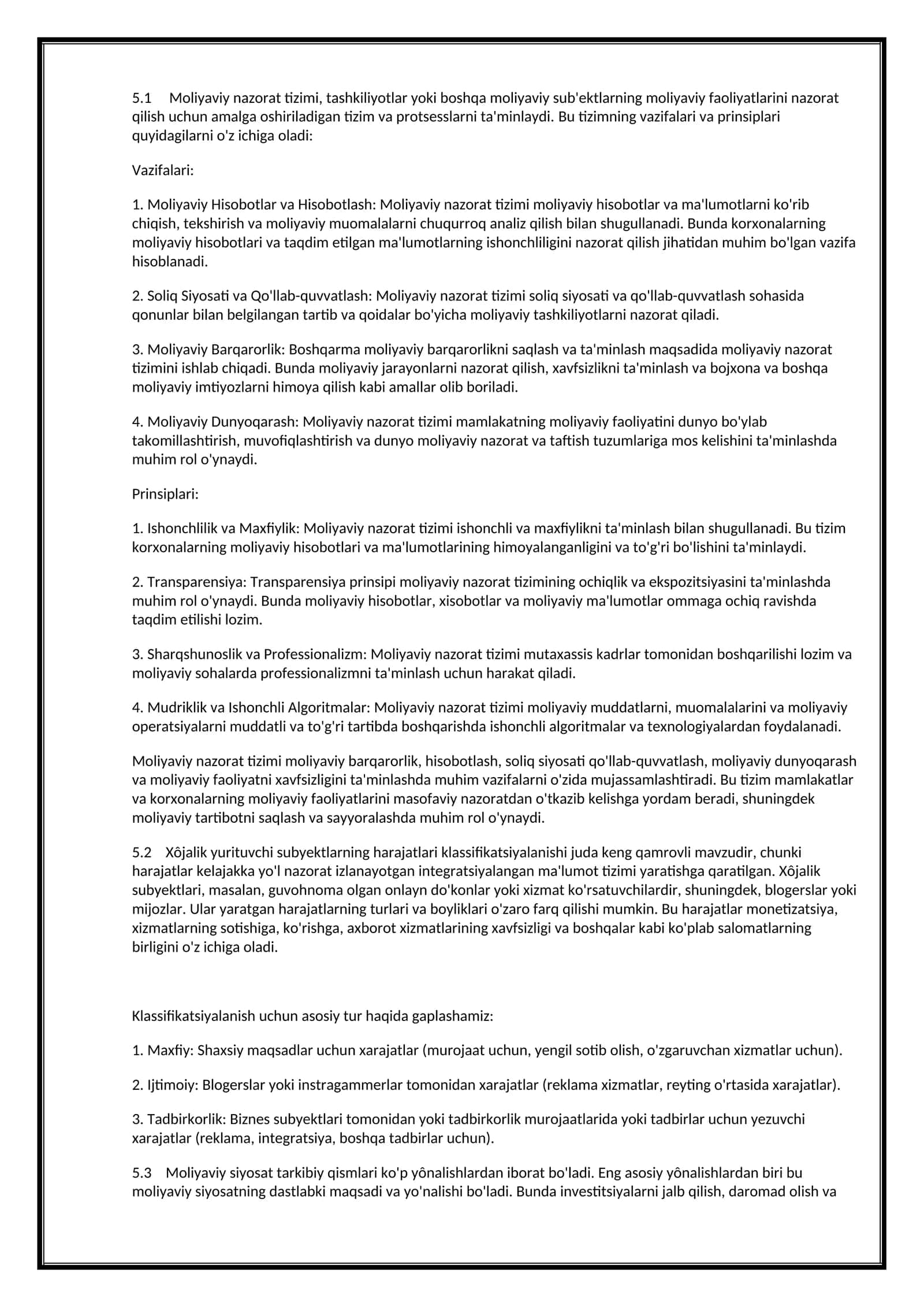 Moliyaviy nazorat tizimi