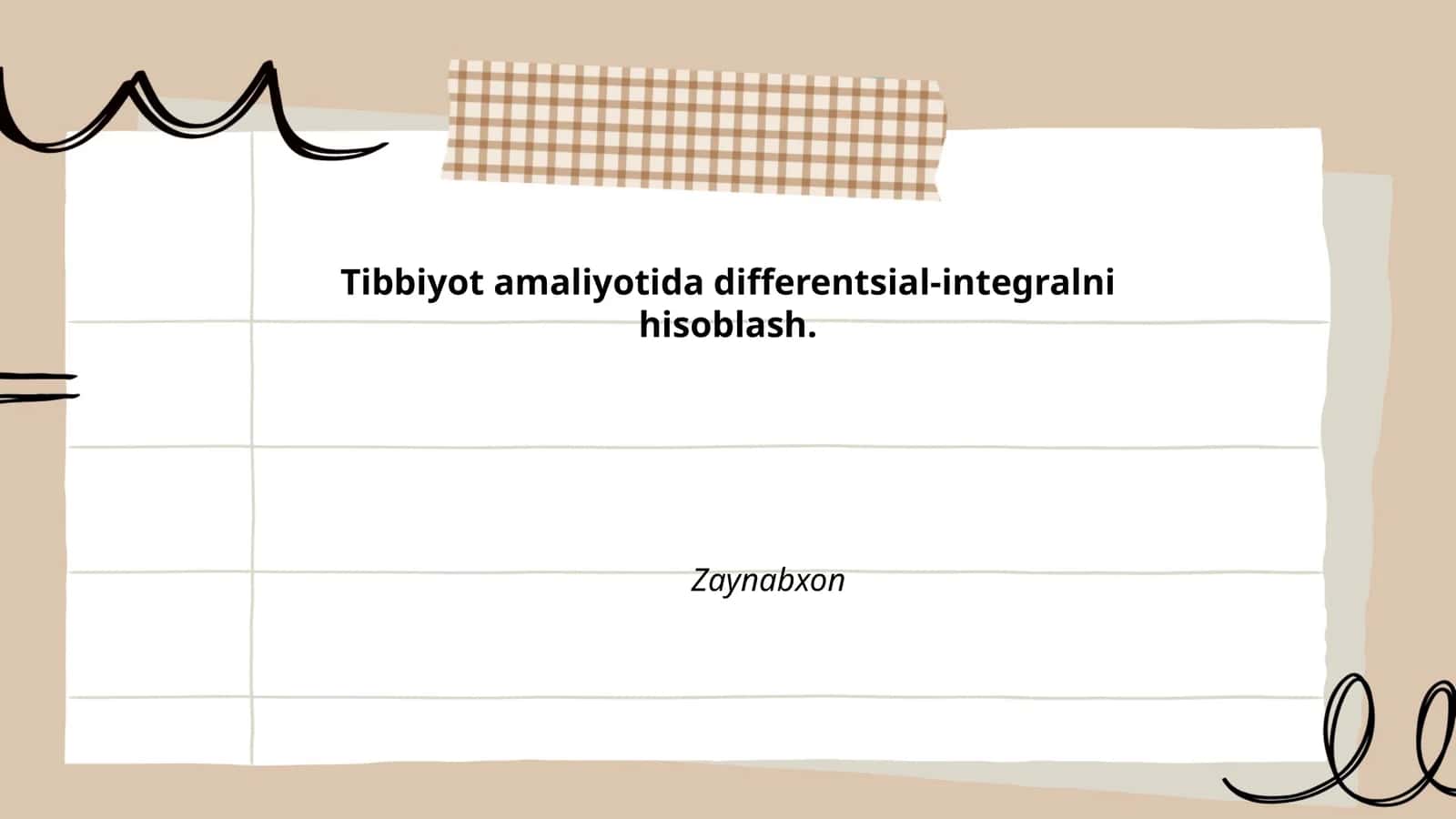 Tibbiyot amaliyotida differentsial-integralni hisoblash