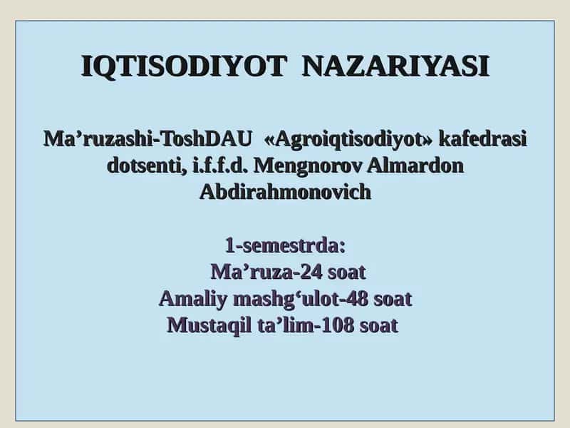 IQTISODIYOTNAZARIYASI