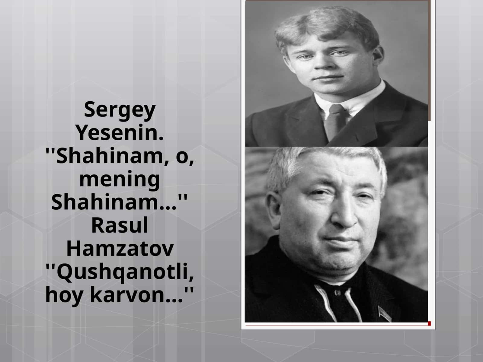 Sergey Yesenin. ''Shahinam, o,meningShahinam...''RasulHamzatov''Qushqanotli, hoykarvon...''