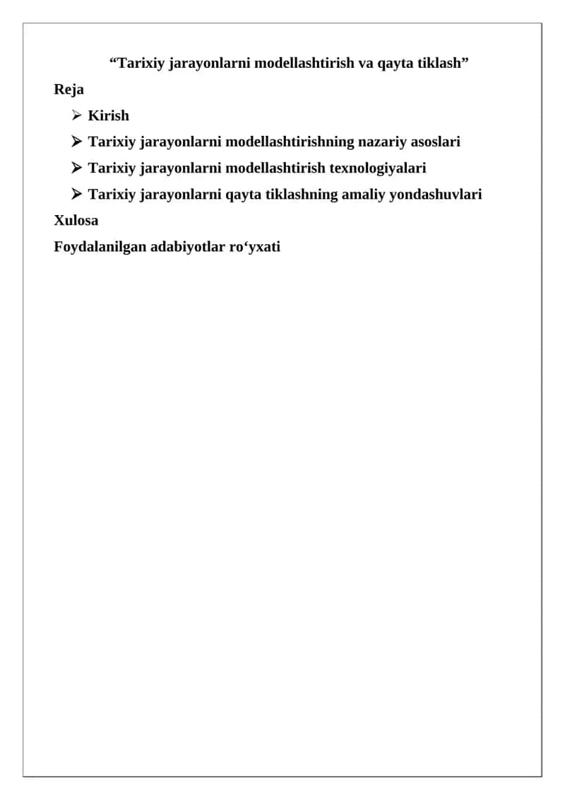 Tarixiy jarayonlarni modellashtirish va qayta tiklash