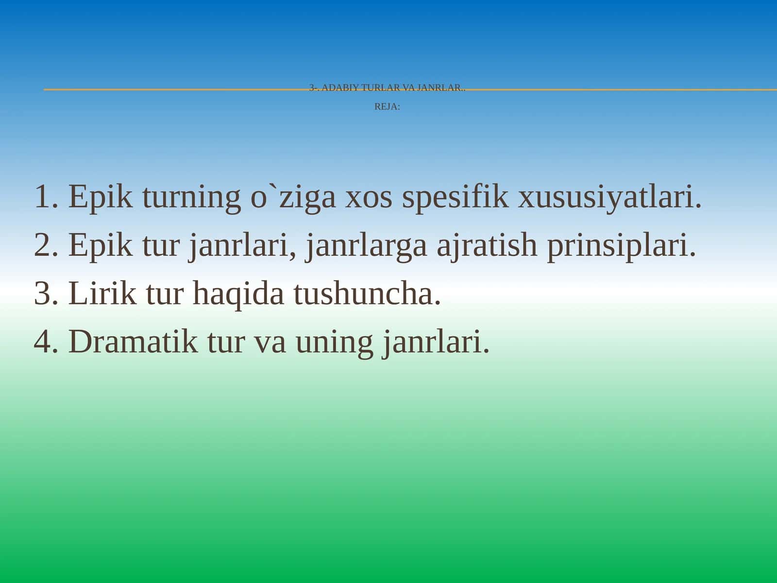 Adabiy turlar va janrlar