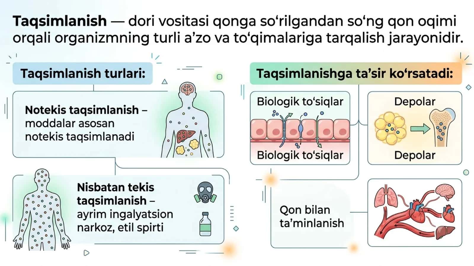 Farmakokinetika. Taqsimlanish bosqichi.