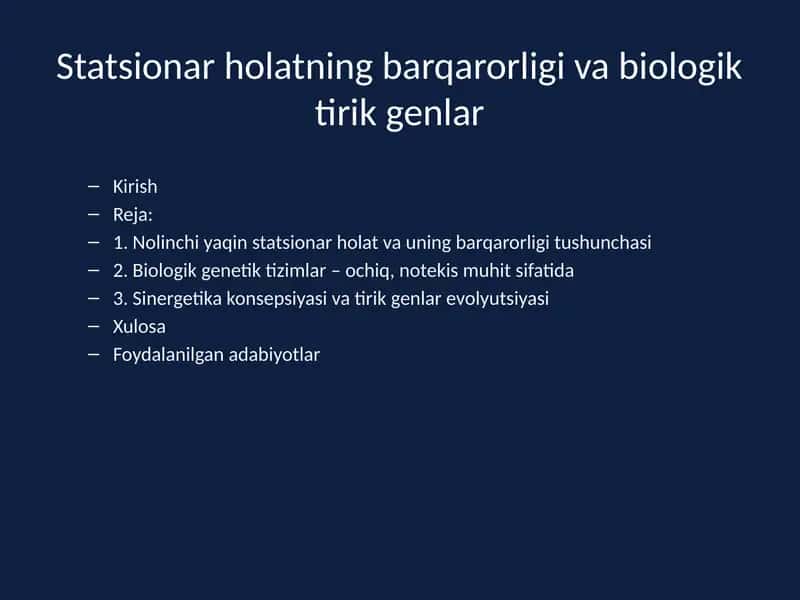 Biologik Tizimlar