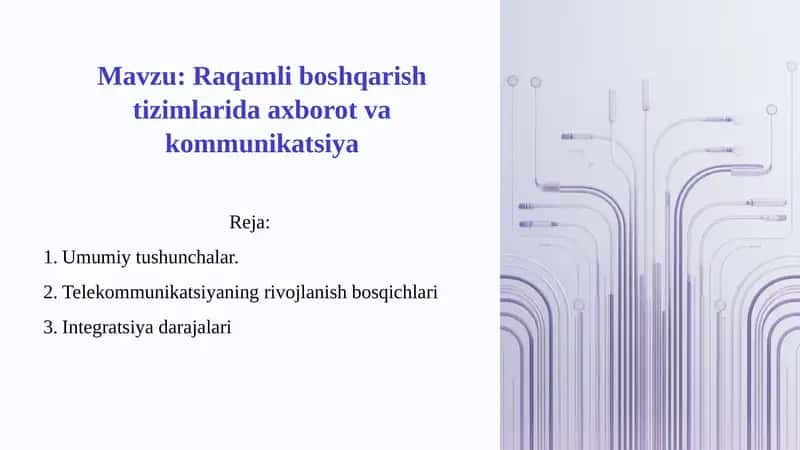 Raqamli boshqarish tizimlarida axborot va kommunikatsiya