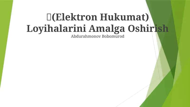 Elektron Hukumat Loyihalarini Amalga Oshirish