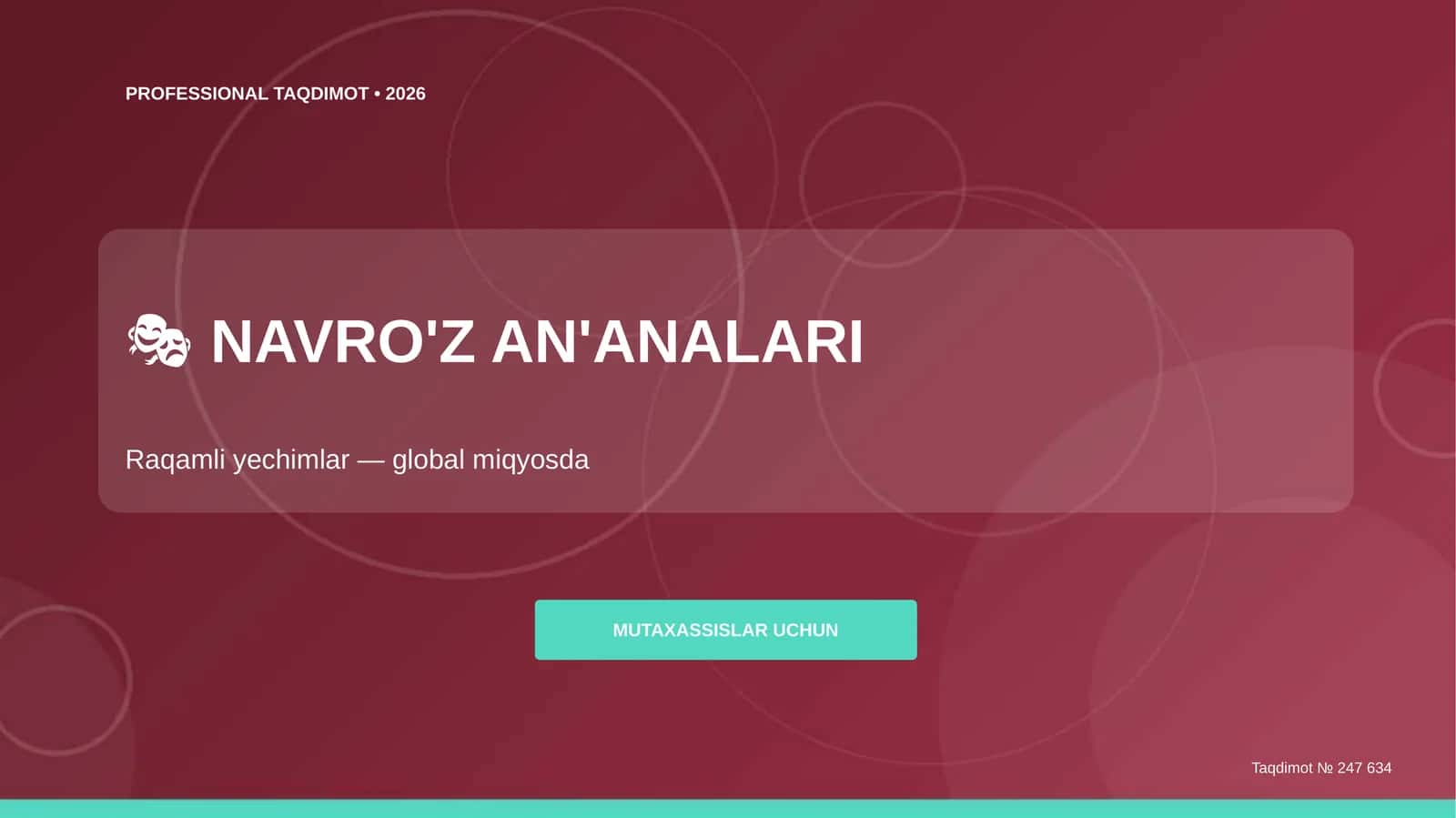 NAVRO'Z AN'ANALARI Raqamli yechimlar — global miqyosda MUTAXASSISLAR UCHUN Taqdimot № 247 634