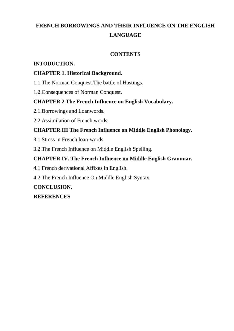 French Borrowings and Their Influence on the English Language