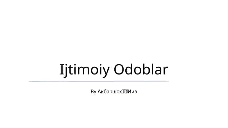 Ijtimoiy Odoblar