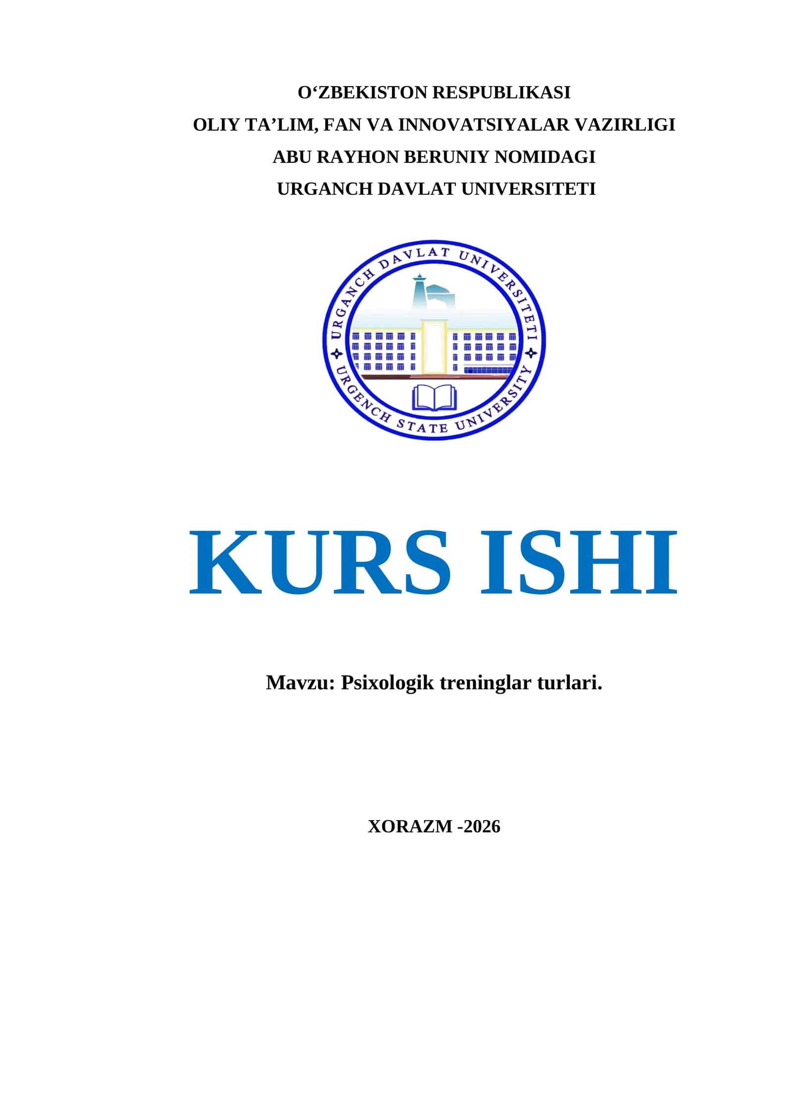 Psixologik treninglar turlari kurs ishi